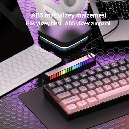 65% Kablolu Hotswap Mekanik Oyun Klavyesi,68 Tuşlu Taşınabilir Anti-Ghosting Klavye,Gökkuşağı Arkadan Aydınlatmalı Programlanabilir,Ergonomik, AJAZZ AK680 Pembe | Brown Switch