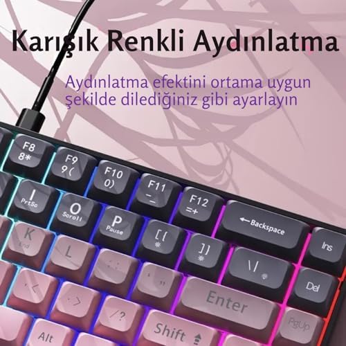 Alternative view of 65% Kablolu Hotswap Mekanik Oyun Klavyesi,68 Tuşlu Taşınabilir Anti-Ghosting Klavye,Gökkuşağı Arkadan Aydınlatmalı Programlanabilir,Ergonomik, AJAZZ AK680 Pembe | Brown Switch