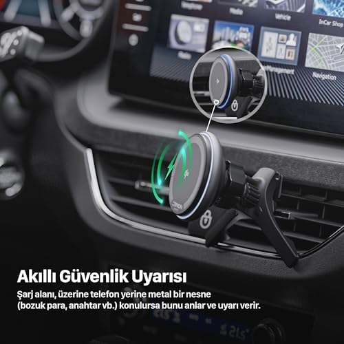 Smart Araç İçi Telefon Tutucu | 15W Hızlı Kablosuz Şarj Sensörlü Akıllı Otomatik Kavrama X6401