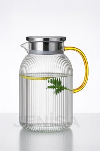 Alternative view of 1500 ml Borosilikat Cam Çizgili Sürahi – Süzgeçli Metal Kapaklı, Dayanıklı Şık Tasarım
