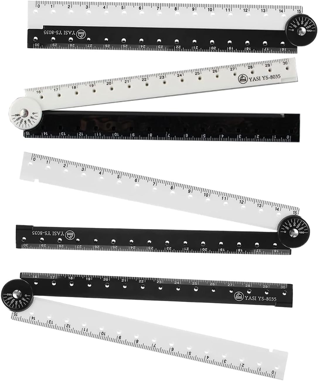 Cetvel, 30 cm katlanır ölçüm cetveli, ayarlanabilir geometrik cetvels, çizim ve ölçüm aletleri için, açı ölçer cetvel, şeffaf akrilik cetvel (4 adet)