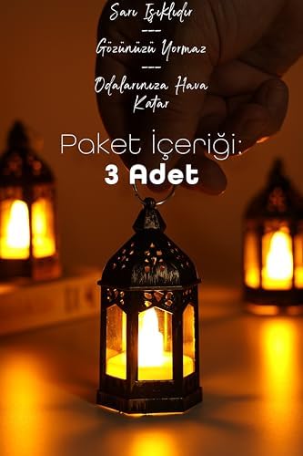 3 Adet Led Mum Retro Sokak Lambası Dumansız Pilli Alevli Dekoratif Yapay Mum Işıldak Gümüş 1036-5