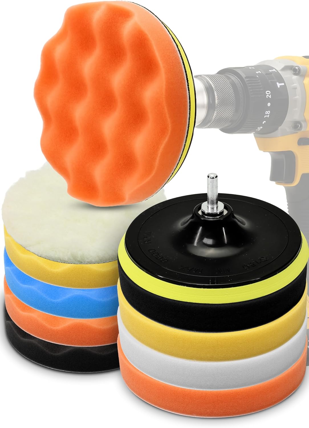 Büyük Boy 11 Parça 150mm Pasta Cila Polisaj Süngeri Seti Matkap Uyumlu Pasta Cila Parlatma Pedi Seti