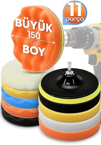 Alternative view of Büyük Boy 11 Parça 150mm Pasta Cila Polisaj Süngeri Seti Matkap Uyumlu Pasta Cila Parlatma Pedi Seti