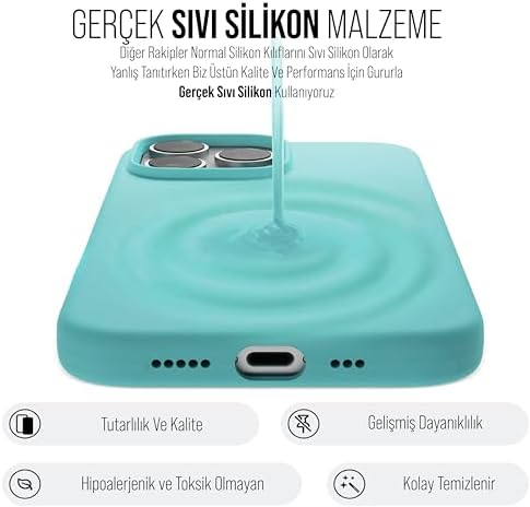 Alternative view of Kılıf İnce Sıvı Silikon 3 Katmanlı Tam Kaplamalı Yumuşak Jel Kauçuk Kılıf Kapak, Bebek Mavisi (15 Pro Max 11)