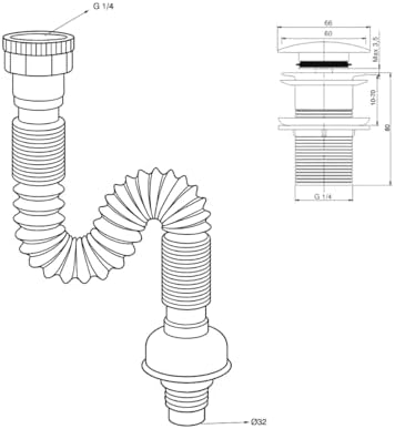 Basmalı Beyaz Seramik Başlıklı Lavabo Sifonu KSF103-W