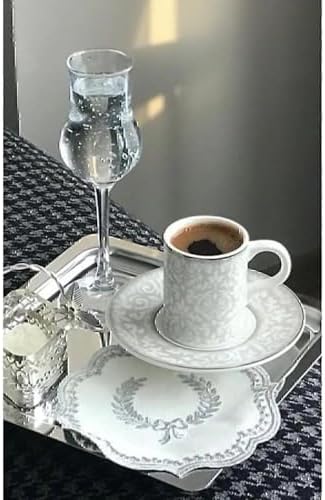 Alternative view of 6 Adet Lüx Kare Paslanmaz Çelik Sunum Tepsini 21x21cm Kahve Servis Sunum Tepsisi & Tabağı (Gümüş)