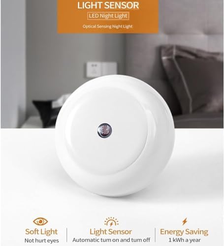 Duvara Monte LED Gece Lambası, alacakaranlık sensörlü, 0.5w duvar fişli gece lambası, koridor, merdiven, mutfak, banyo için, 6'lı paket yuvarlak tasarım