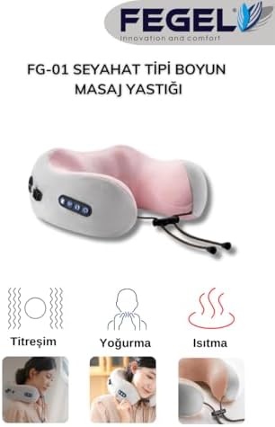 FEGEL FG-01 Seyahat Tipi Masajlı Boyun Yastığı (Pembe)