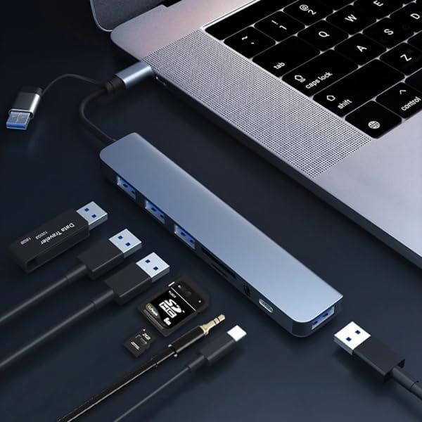 Alternative view of Çoklayıcı Adaptör 8 in 2 USB Type-C to USB A, USB C, SD/TF Kart Okuyucu – MacBook ve Laptop Uyumlu Çok Portlu USB HUB Çoğaltıcı