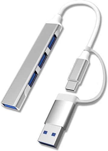 4 Port USB Çoklayıcı ve Type-C Adaptör – 2 in 1 Multi USB 3.0 Hub, MacBook Pro/Air ve Type-C Cihazlar ile Uyumlu, OTG Destekli USB Dönüştürücü