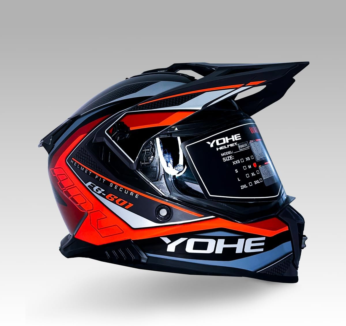 YOHE FG601 Kask Full Face Motosiklet Neon Turuncu Parlak Çift Vizör Bluetooth Yuvalı ECE 22.06 MIPS