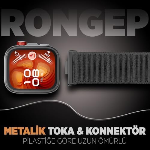 Alternative view of Fit 4/4 Pro/Fit 3 ile Uyumlu Mountain Loop Kordon 1. Sınıf Dokuma Kumaş Metalik Bağlantılı Fıt 4 Kayış Premium Yumuşaklıkta Terletmeyen Yedek Fit 4 Pro Kordon