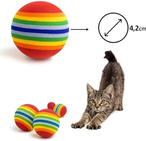 Alternative view of Kedi Oyuncak Topu – 4’lü Sünger Top Seti – Renkli ve Hafif Köpük Toplar – Dayanıklı, Güvenli ve Eğlenceli Kedi Oyun Topları – Evcil Hayvan Etkinlik Oyuncağı