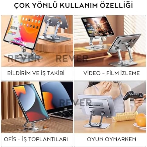 Alternative view of Tablet Standı 360° Dönen Metal Masaüstü Açılı Katlanabilir Tablet Tutucu Stant