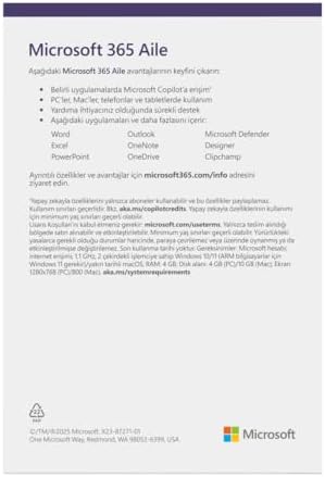 Alternative view of Microsoft 365 Aile EP2-36884 Türkçe Kutulu Ofis Yazılımı (6 Kullanıcı)