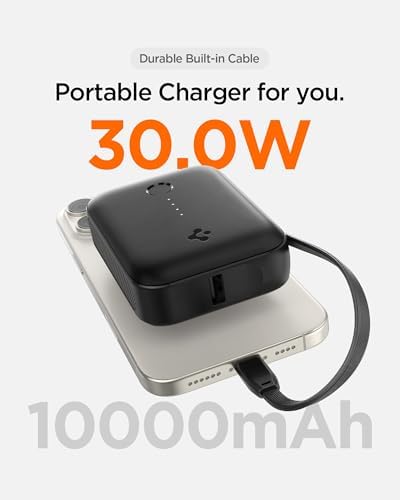 10000 mAh Ultra Mini 30W USB-C + USB-A Giriş/Çıkış Hızlı Şarj 3 Portlu Powerbank/Type-C Dahili Kablolu Taşınabilir Şarj Cihazı EA3010BT - ABA09023