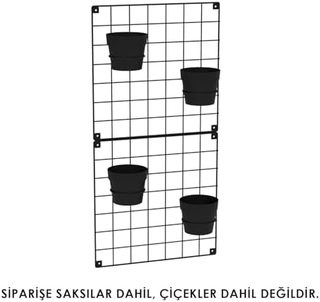 Dekoratif Hasır Tel Duvar Paneli Saksılı (2'Lİ)