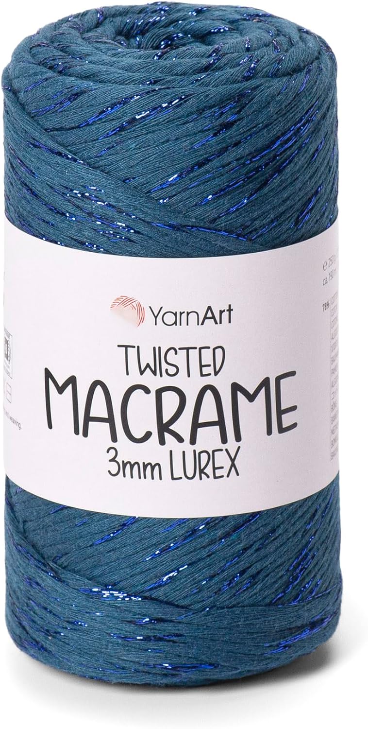 El Örgü İpi TWISTED MACRAME 3MM LUREX, 789, 4x250 gr