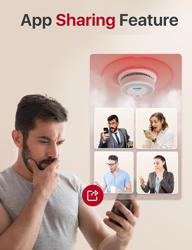 Alternative view of Akıllı Duman Dedektörü Karbonmonoksit Dedektörü Kombinasyonu, Değiştirilebilir Pil, Wi-Fi Duman ve Karbonmonoksit Dedektörü, Gerçek Zamanlı Uygulama Bildirimleri, SC07-WX, 1'li Paket