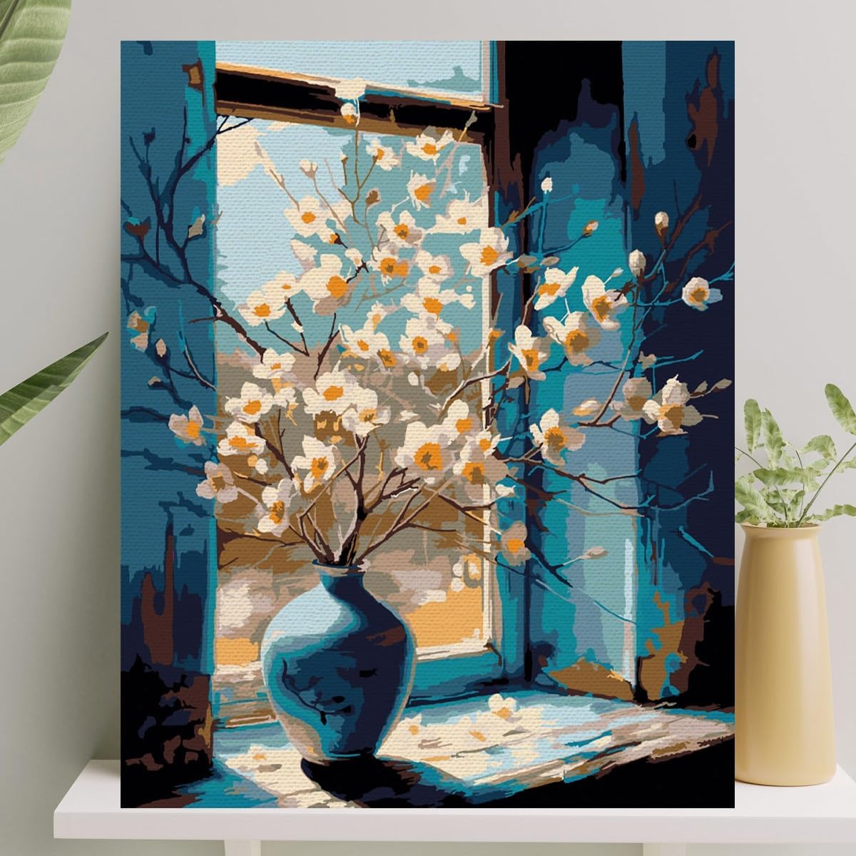 Alternative view of Sayılarla Boyama Tuval Seti Fırça Boya Dahil Çıtaya Gerili 40x50 CM - Camdaki Vazo