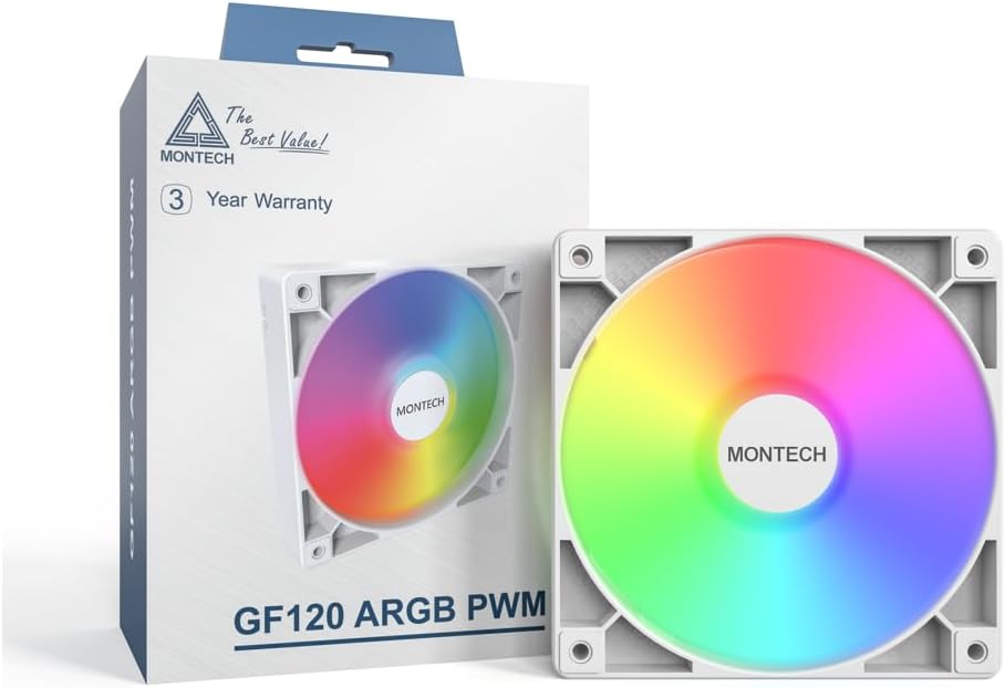 Alternative view of Montech RX120 PWM Beyaz Reverse Fan Blade 3 in 1 Pack + Hub Controller