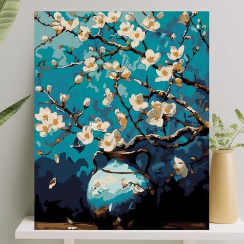 Sayılarla Boyama Tuval Seti Fırça Boya Dahil Çıtaya Gerili 40x50 CM - Mavi
