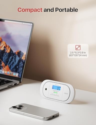 Alternative view of Karbonmonoksit Alarmı, Dijital LCD Ekranlı, 5 Yıl Değiştirilebilir Pil ve Tepe Değer Hafızalı CO Dedektör Alarmı, XC01-R