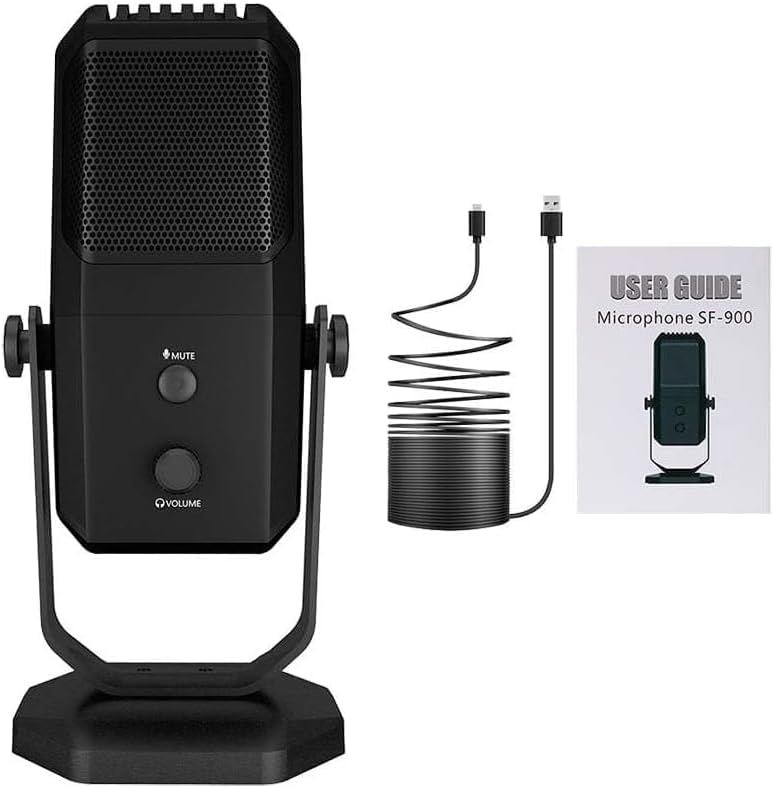 Yanmai Profesyonel USB Condenser Mikrofon – 4 Yönlü Direktif, 20Hz-20KHz Frekans, Kulaklık Çıkışı, Tek Tuş Sessize Alma, Ses Ayarı, 15mm Stand Uyumlu SF-900