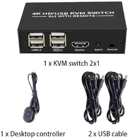4306 Hdmi Kvm Switch 2 Port Usb Type C 2 PC Tek Kasa Klavye Mouse Kontrol Çoklayıcı
