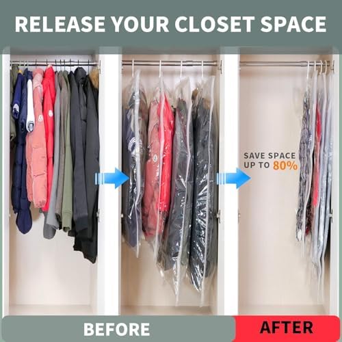 3'lü Askılı Vakumlu Hurç Elbise Torbası Kılıfı 145x70 105x70 90x60 Vakumlu Gamboç Kıyafet Koruma ve Saklama Çantası Dolap Düzenleyici Organizer