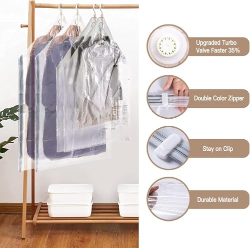 Alternative view of 3'lü Askılı Vakumlu Hurç Elbise Torbası Kılıfı 145x70 105x70 90x60 Vakumlu Gamboç Kıyafet Koruma ve Saklama Çantası Dolap Düzenleyici Organizer