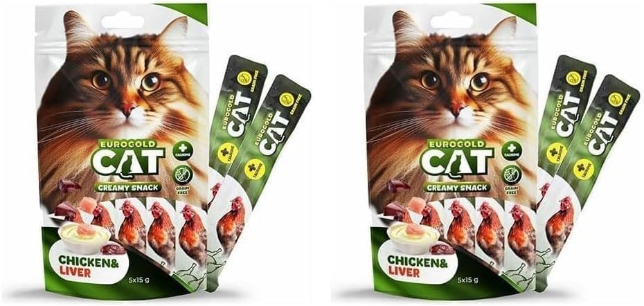 EuroGold Cat Sıvı Kedi Ödülü Tavuk - Ciğer 5x15 gr 2li paket
