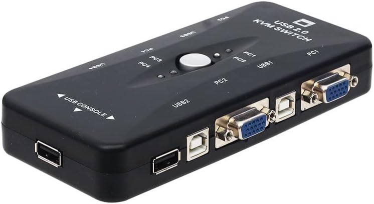 Alternative view of 4 port usb kvm switch, 4 kasa 1 monitör switch, 4 Bilgisayarı Tek Elden Yönetin,