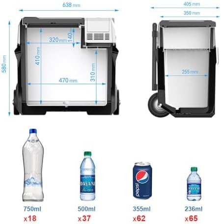 ACOPOWER PX50 12/24/220Volt 50Litre Kompresörlü Tekerlekli Oto Buzdolabı (Akü Dahil Değildir)