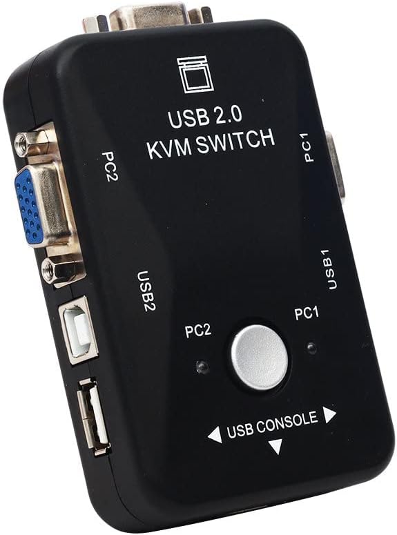 Alternative view of 2 port usb kvm switch, 2 kasa 1 monitör switch, 2 Bilgisayarı Tek Elden Yönetin,