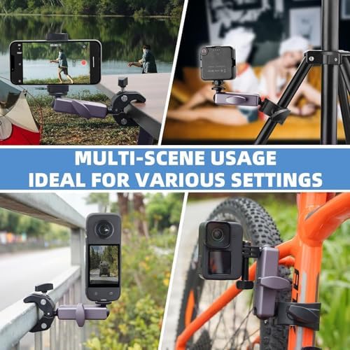 Alternative view of Kamera Bisiklet ve Motosiklet Gidon Montaj, Alüminyum Alaşımlı Kelepçe, 360°, ile uyumlu X5 X4 X3 Ace Pro Go 3S, DJI Osmo 2 Mobile 7P Action 5 Pro 4 3 ile Uyumlu, MM1, Gri