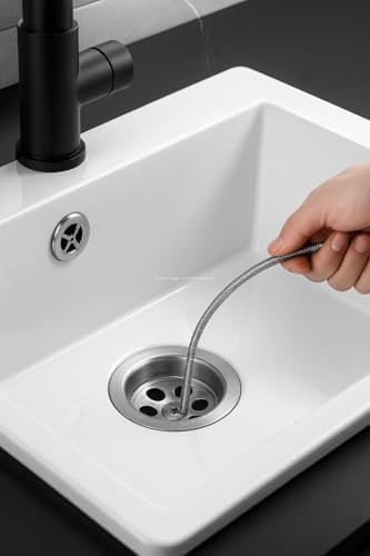 Lavabo Açma Teli, 6 mm Kalınlık, Dayanıklı, Metal Tel, Lavabo ve Gider Borusu Açacağı, Tıkanıklık Giderici, Spiral Tel, Ergonomik Sap, Kolay Kullanım, Lavabo, Tuvalet, Banyo, Gider Açıcı (8 M)
