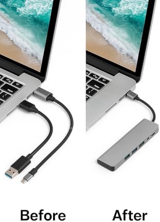 8 in 1 USB C Hub Çoklu Adaptör USB 3.0 ve USB 2.0 Hub TF SD Kart Okuyucu 3.5mm Ses Çıkışı Power Delivery Destekli MacBook Pro Laptop Tablet Uyumlu