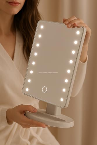 Led Işıklı Makyaj Aynası Dokunmatik 3 Işık Modlu Ayarlanabilir Oynar Başlıklı Masa Üstü Ayna Beyaz Işık Gün Işığı Işık