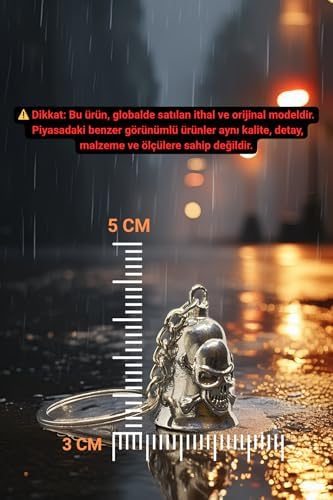 Çelik Motor Şans Çanı Bell "Kuru Kafa" Model Anahtarlık Koruyucu Çelik Motosiklet Luck Bell