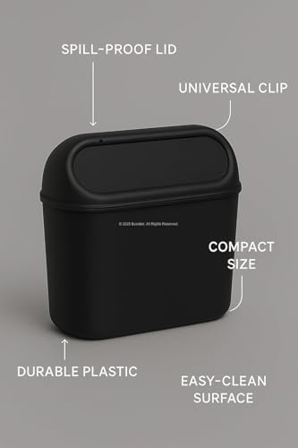 Alternative view of Araç İçi Çöp Kovası, Mini Otomobil Çöp Kutusu, Klipsli ve Kancalı Tasarım, Kol Dayama veya Koltuk Arkasına Takılabilir, Siyah Plastik Araba Çop Kabı, Dökülme Önleyici Kapaklı