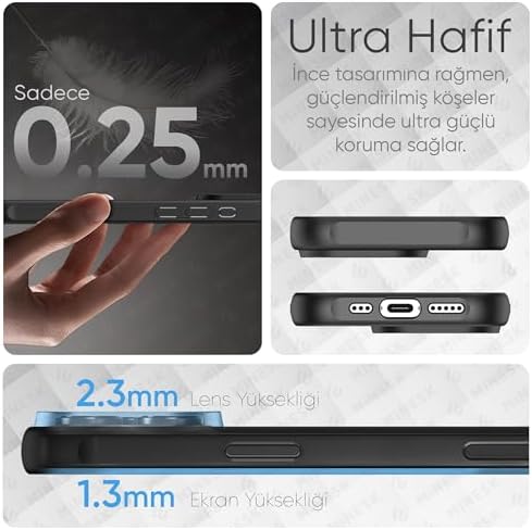 Alternative view of 17 için MagSafe ile Uyumlu MattCover Serisi Arkası Mat Polikarbonat Kenarları Silikon ve Köşeleri Güçlendirilmiş Kamera Korumalı ince Silikon Kılıf (Manyetik, 17)