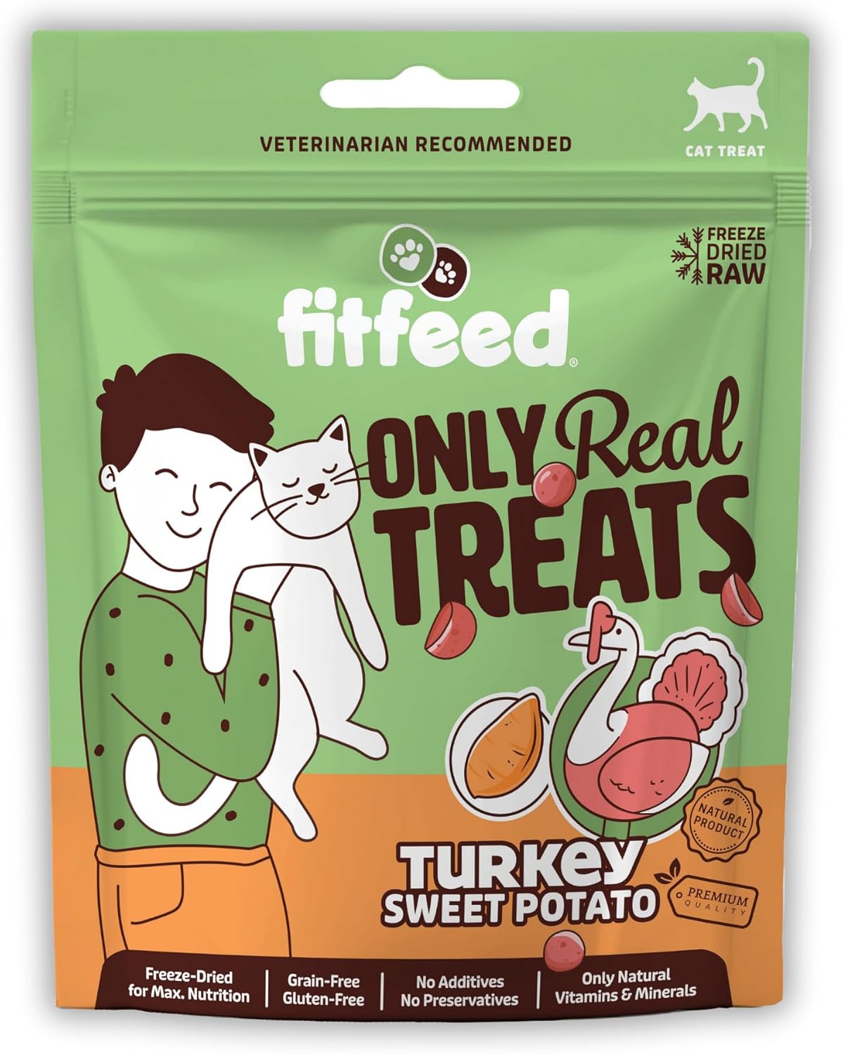 Alternative view of fitfeed Freeze-Dried Çiğ Hindi&Tatlı Patates Kedi Ödül Maması 40g