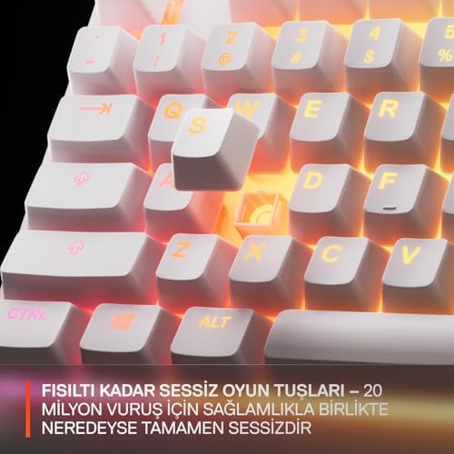 Apex 3 TKL Türkçe Gaming Klavye Tenkeyless, 8 Bölge RGB Aydınlatma Türkçe QWERTY - Beyaz