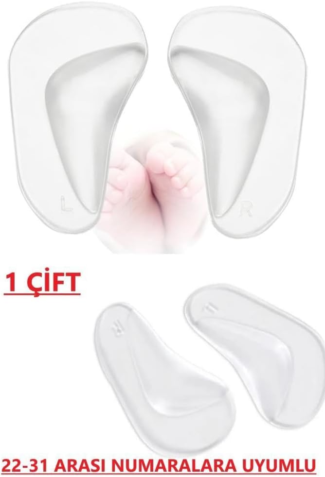 Pediatrik Bebek Kız ve Erkek Çocuk İçin Düztabanlık İçe Basma Önleyici Silikon Ayak Desteği Ortez Tabanlık, Ark Desteği, Düztaban Kemer Ortez Tabanlık, Ayak Tabanlığı, Çapraz BasmanTabanlığı