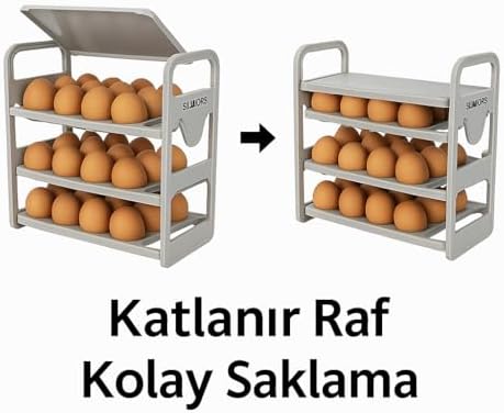 Buzdolabı Yumurta Organizeri – 30 Hazneli, Katlanır Raflı, Yaylı Mekanizma & Tarih Kayıt Fonksiyonlu Yumurta Saklama Kutusu
