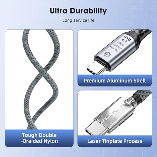 Alternative view of Type C to Type C USB4.0 240W 40Gbps 8k60hZ Uzatma Kablosu 1 Metre LCU
