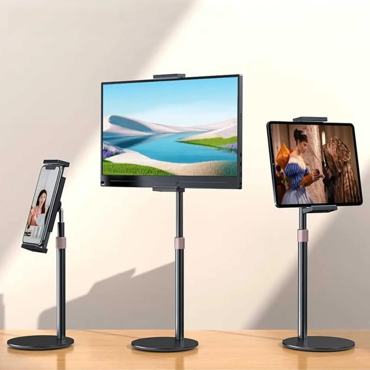 Alternative view of Tablet ve iPad ile Uyumlu Stant – 360° Döner, 90° Eğilebilir, 44cm Yükseklik Ayarlı, Alüminyum Alaşım, 14 inç'e Kadar Tablet Uyumlu, Eller Serbest Okuma Çalışma Tutucu J2 (14 inç'e kadar)