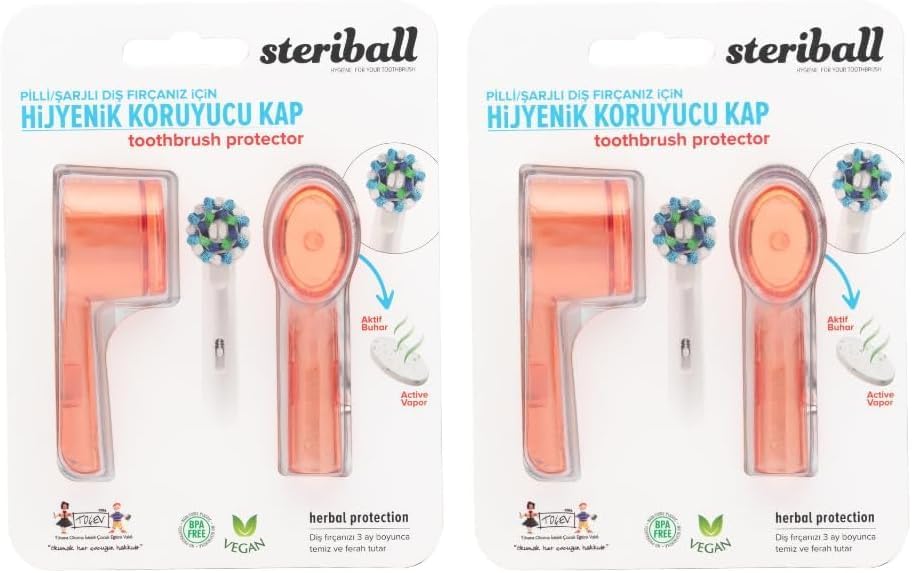 STERIBALL ŞARJLI PİLLİ DİŞ FIRÇALARI İÇİN HİJYENİK DİŞ FIRÇASI KORUMA KABI-2'Lİ TURUNCU X 2 2li paket